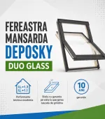 Fereastra mansarda DEPOSKY DUO GLASS din lemn, 2 sticle - imagine 3