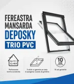 Fereastra mansarda DEPOSKY TRIO PVC din PVC, 3 sticle - imagine 3