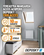 Fereastra mansarda acces acoperis DEPOSKY TRIO ACCES, 3 sticle - imagine 3